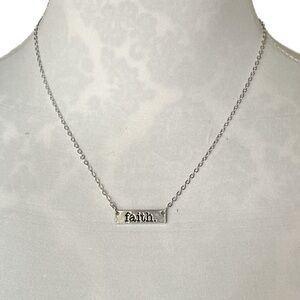 NWT Silver “Faith” Bar Pendant Necklace